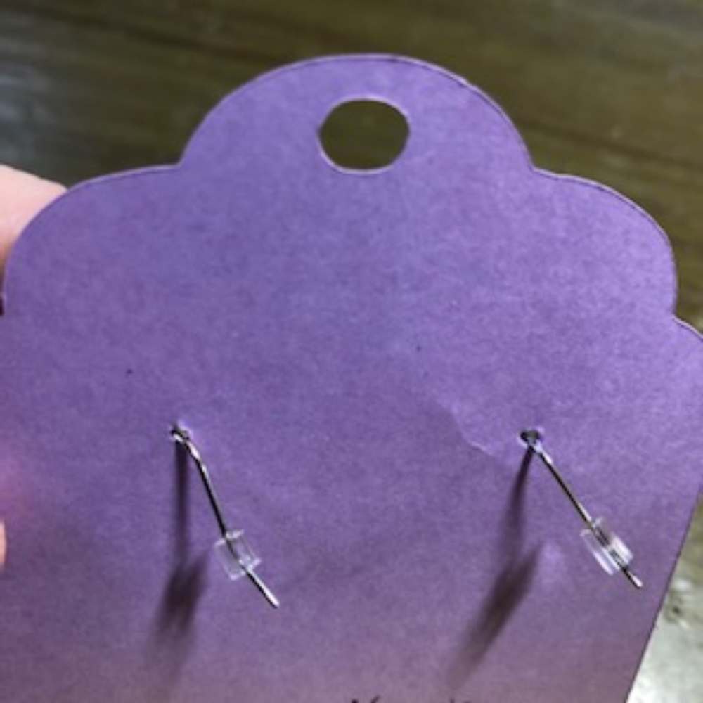 Handcrafted leather earrings with a vinyl overlay - Picture 4 of 4